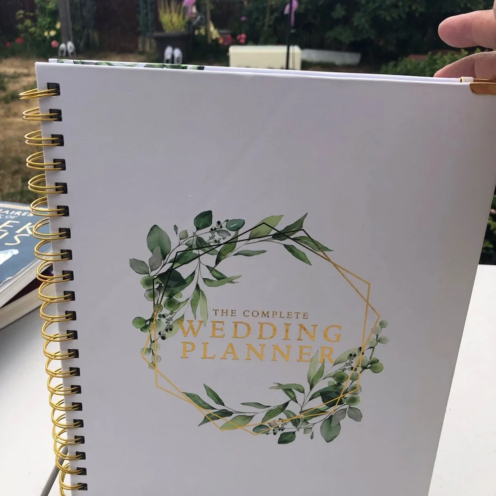 Kate Aspen White & Green Wedding Planner with Gold Accents